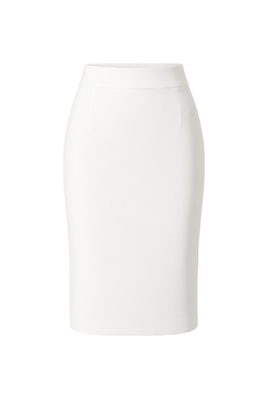 Conquista Φούστα Midi Office Look Pencil Εφαρμοστή Μονόχρωμη Λευκή C251-691-01
