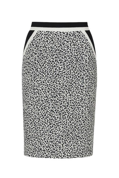 Elegant Speckled Pencil Skirt with Contrast Trim
