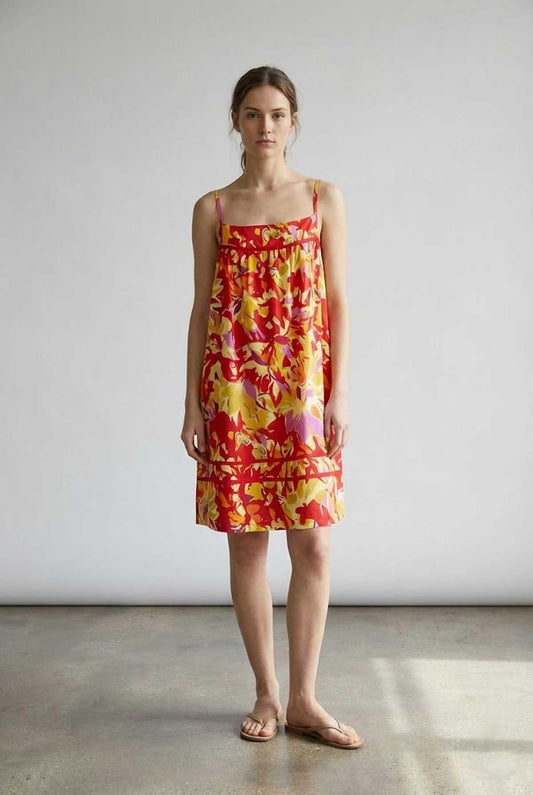 Vibrant Floral Print Sundress with Spaghetti Straps