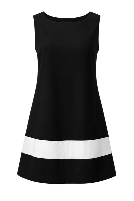 Conquista Φόρεμα Mini Αμάνικο Στρογγυλή Λαιμόκοψη Casual Μονόχρωμο Με Ρίγα Μαύρο C261-429-00