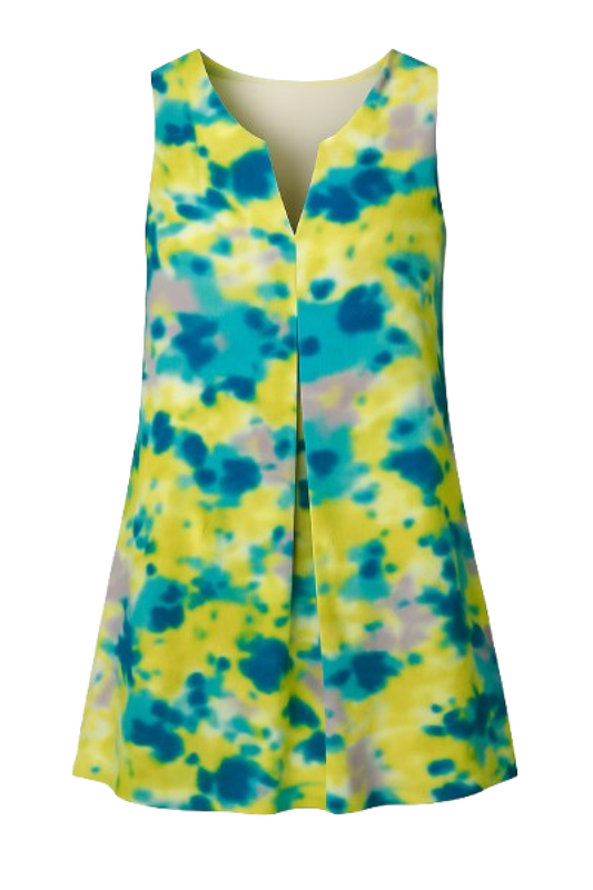 Sleeveless Watercolor Print Summer Dress