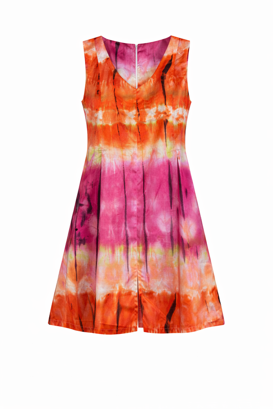 Sleeveless Tie-Dye A-Line Dress