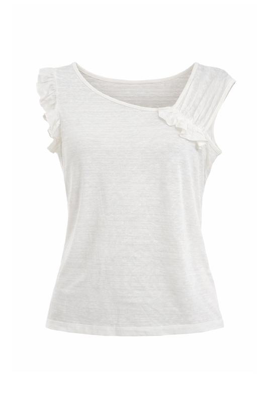 Ruffle-Trim Cap Sleeve Cotton Top