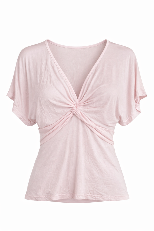 Twist-Front V-Neck Short-Sleeve Top