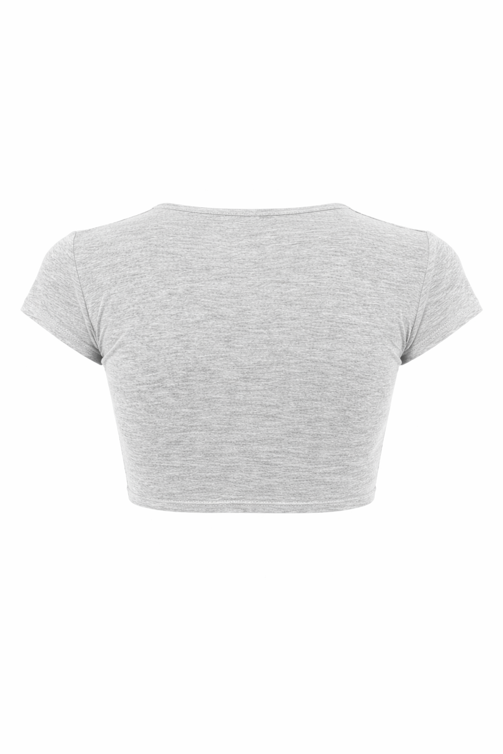 Grey Short-Sleeve Cropped Top with Front Tie – Modern Casual Style