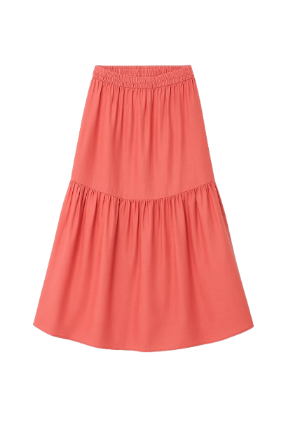 Tiered Midi Skirt in 100% Viscose