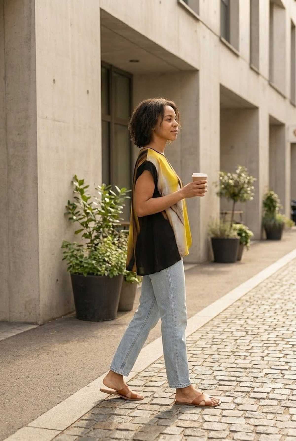 Oversized Abstract Print Top with Flowing Silhouette – Contemporary Elegance and Everyday Comfort