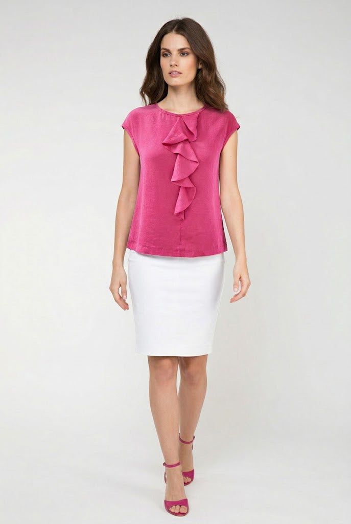 Ruffle Detail Short-Sleeve Top