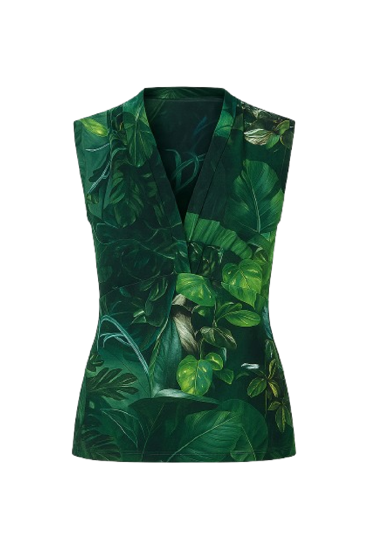 Conquista Τοπ Casual Αμάνικο V-Λαιμόκοψη Εμπριμέ Floral Πράσινο C262-226-17