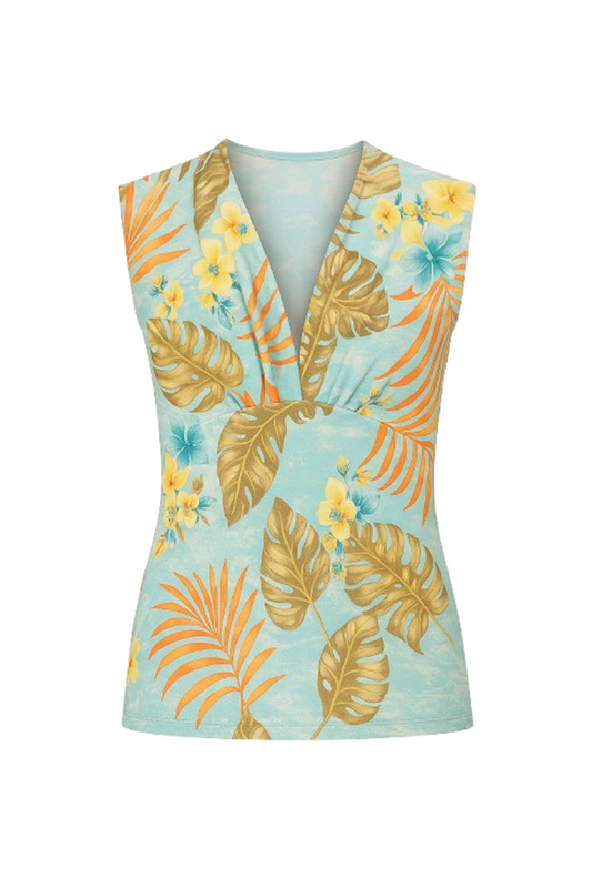 Tropical Twist Sleeveless V-Neck Top