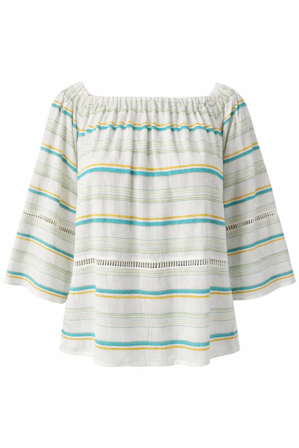 Off-Shoulder Striped Top with Relaxed Fit in Soft Neutral Tones