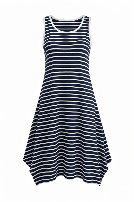 Striped Sleeveless A-Line Midi Dress