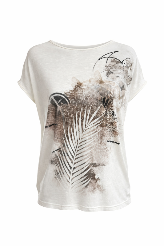 Printed Relaxed-Fit Short Sleeve Top