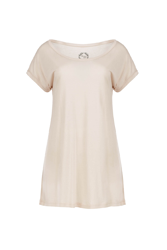 Conquista Τουνίκ Mini Casual Κοντομάνικο Στρογγυλή Λαιμόκοψη Μονόχρωμη Μπεζ CA-012-52-A