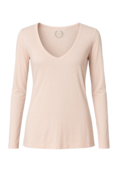 Soft Jersey Long-Sleeve V-Neck Top