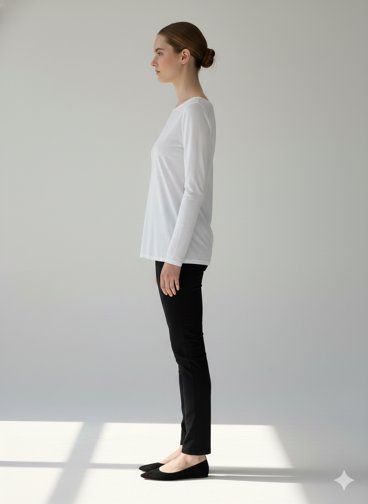 Conquista Μπλούζα Longline Casual Μακρυμάνικη Στρογγυλή Λαιμόκοψη Μονόχρωμη Tencel Βαμβάκι Λευκή CD-026-01