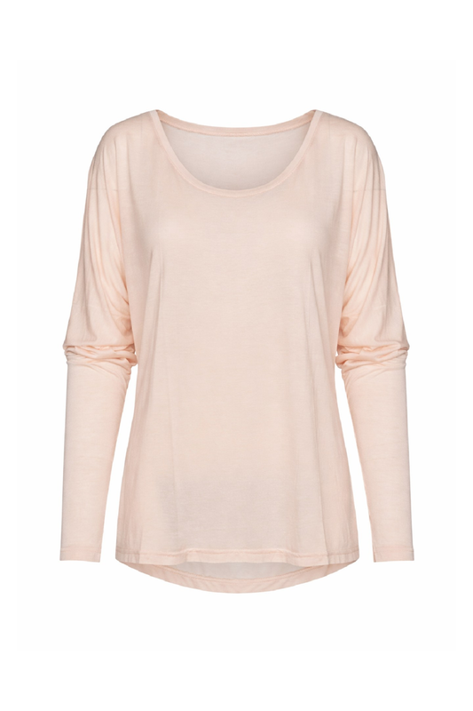 Conquista Μπλούζα Longline Casual Μακρυμάνικη Στρογγυλή Λαιμόκοψη Μονόχρωμη Micromodal Κασμίρ Μπεζ MA-241-52
