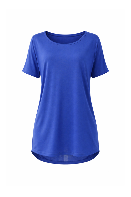 Conquista Τουνίκ Longline Casual Κοντομάνικο Στρογγυλή Λαιμόκοψη Μονόχρωμη Μπλε Micromodal Κασμίρ MA-405-12