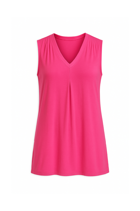 Conquista Τουνίκ Longline Casual Αμάνικο V-Λαιμόκοψη Μονόχρωμη Φούξια ME.426-fux