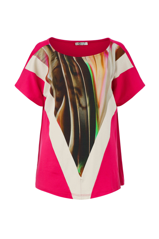 Vibrant Abstract Boat Neck Plus Size Top