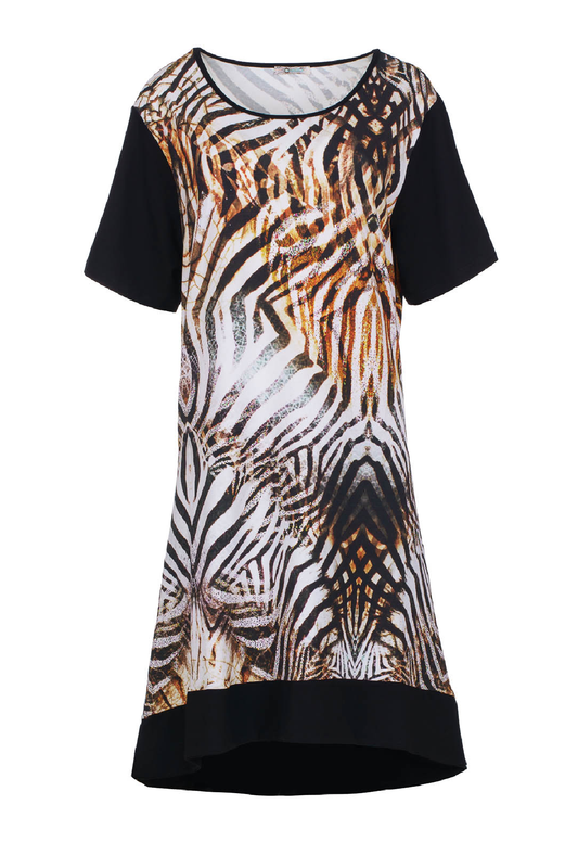Short Sleeve Tiger Print Dress Plus Size