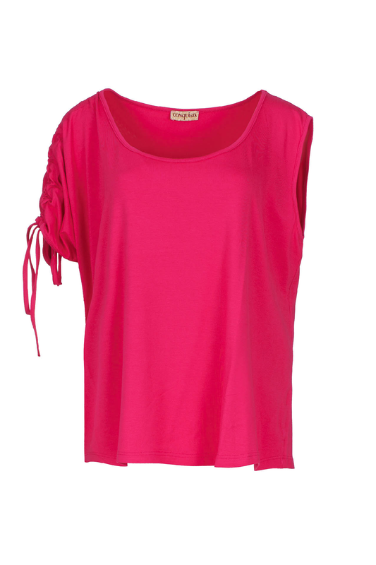 Red Fuchsia Asymmetrical Top Plus Size