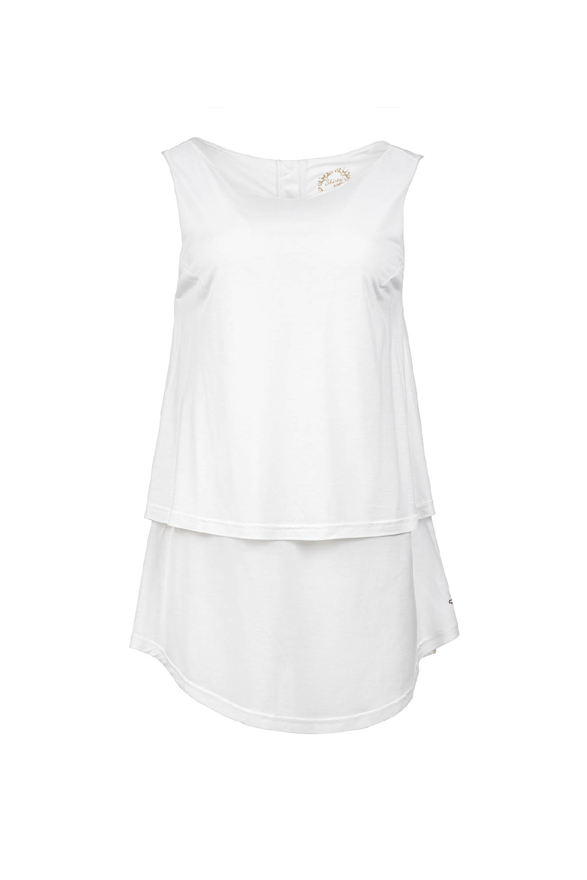 Conquista Τοπ Αμάνικο Casual Στρογγυλή Λαιμόκοψη Διπλό Layer Μονόχρωμο Λευκό TA-412
