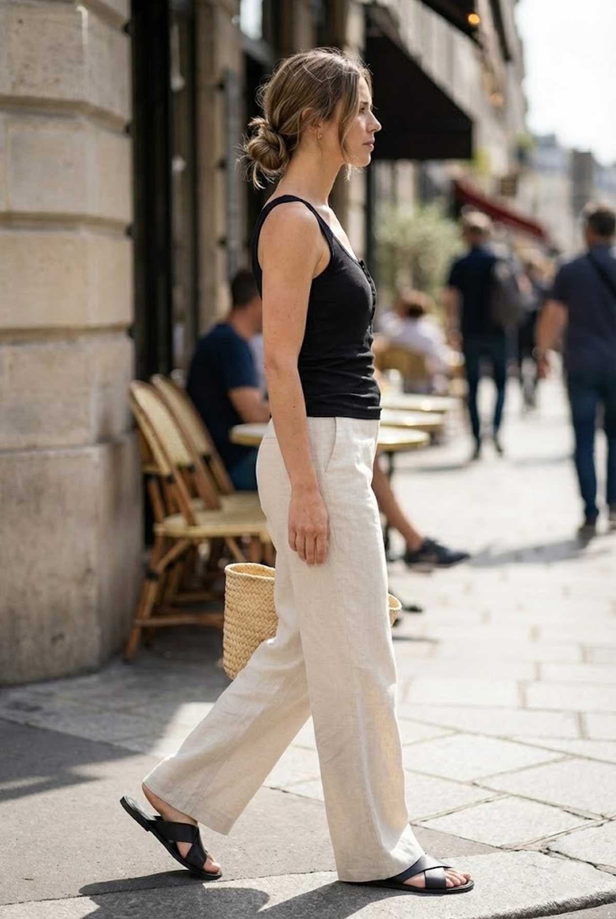 Conquista Τοπ Casual Αμάνικο Στρογγυλή Λαιμόκοψη Με Κουμπιά Μονόχρωμο Μαύρο VA-078-00