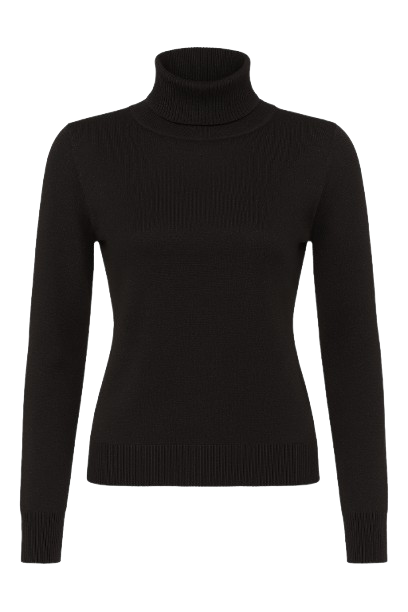 Black Turtleneck Pullover Si Fashion