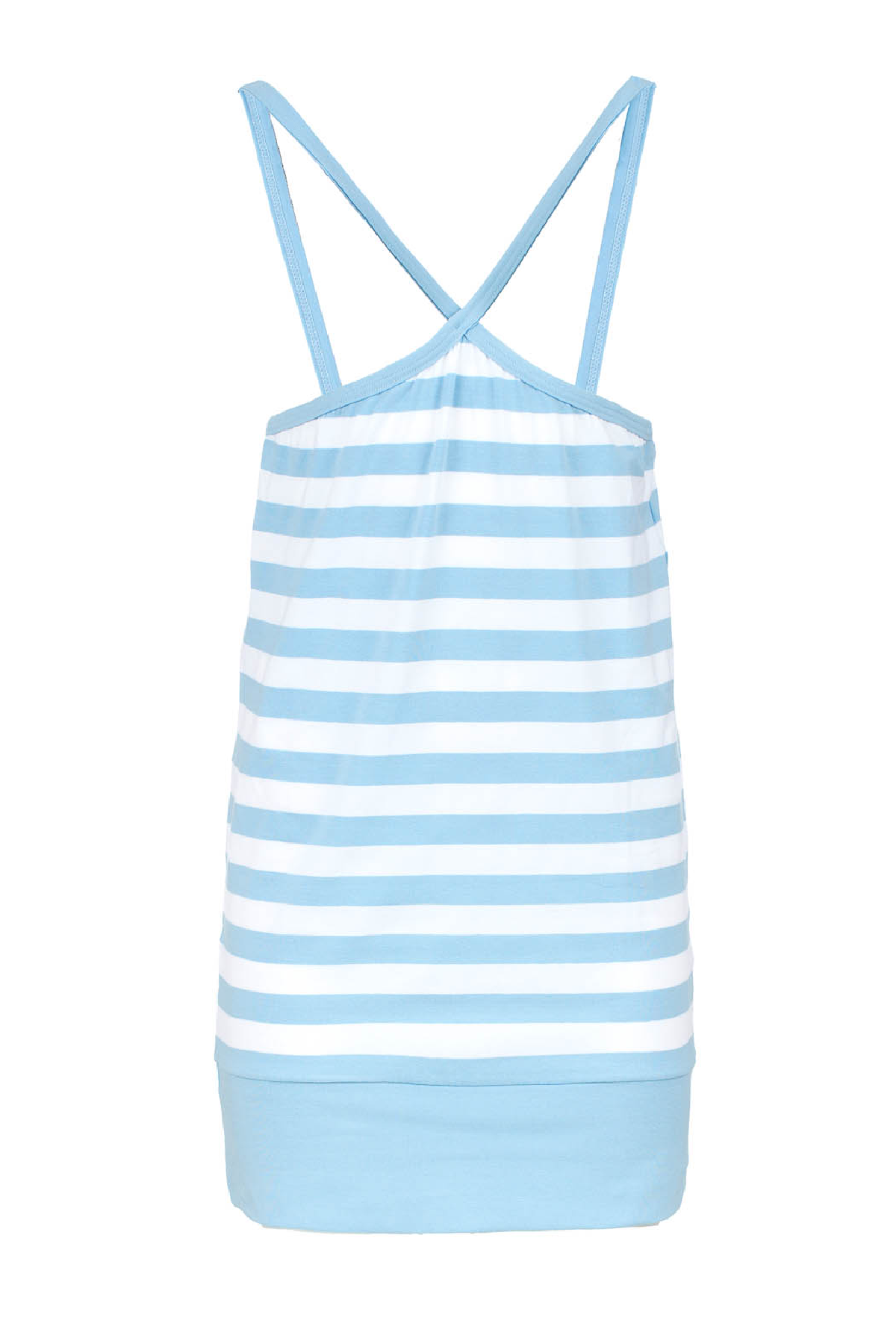 Conquista Φόρεμα Mini Casual Αμάνικο Χιαστί Τιράντες Ριγέ Βισκόζη Ελαστάνη Σιέλ Y31-009-07