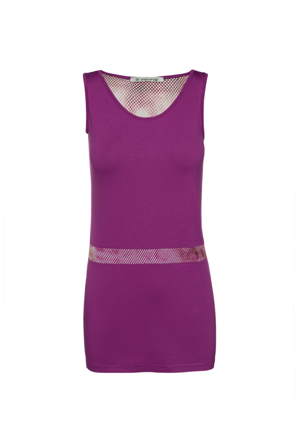 Conquista Τουνίκ Longline Casual Αμάνικο Στρογγυλή Λαιμόκοψη Με Δίχτυ Μονόχρωμο Μωβ Y31.013-46