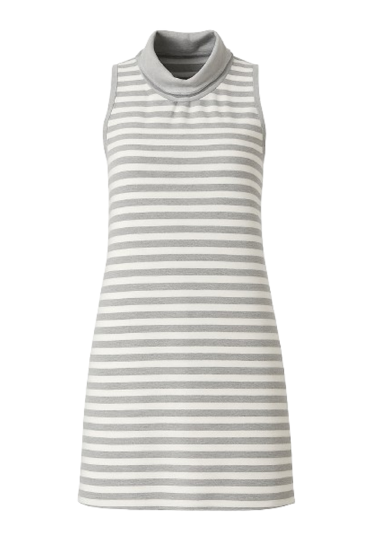 Conquista Φόρεμα Mini Casual Αμάνικο Ζιβάγκο Ριγέ Γκρι Μελανζέ Y31.020-03
