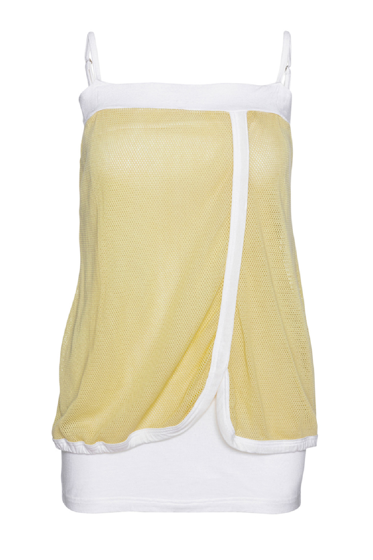 Conquista Φόρεμα Mini Casual Τιραντάκι Ασύμμετρο Διπλό Layer Μονόχρωμο Βισκόζη Ελαστάνη Κίτρινο Y31-040