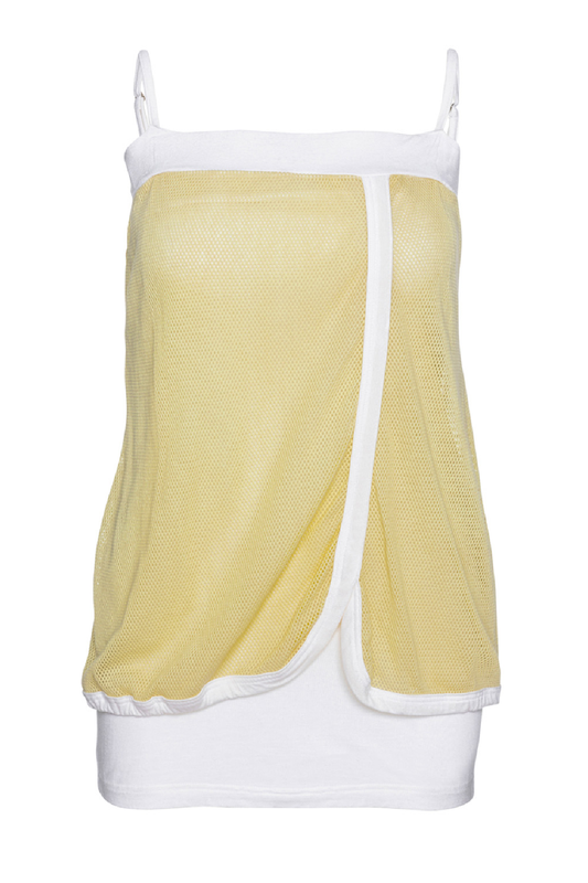 Conquista Φόρεμα Mini Casual Τιραντάκι Ασύμμετρο Διπλό Layer Μονόχρωμο Βισκόζη Ελαστάνη Κίτρινο Y31-040