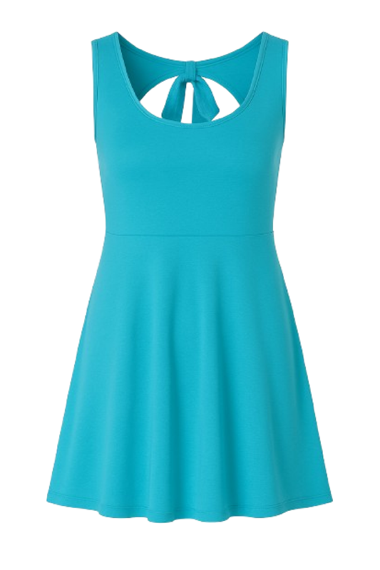 Conquista Φόρεμα Mini Casual Αμάνικο Στρογγυλή Λαιμόκοψη Μονόχρωμο Τυρκουάζ Y31.055