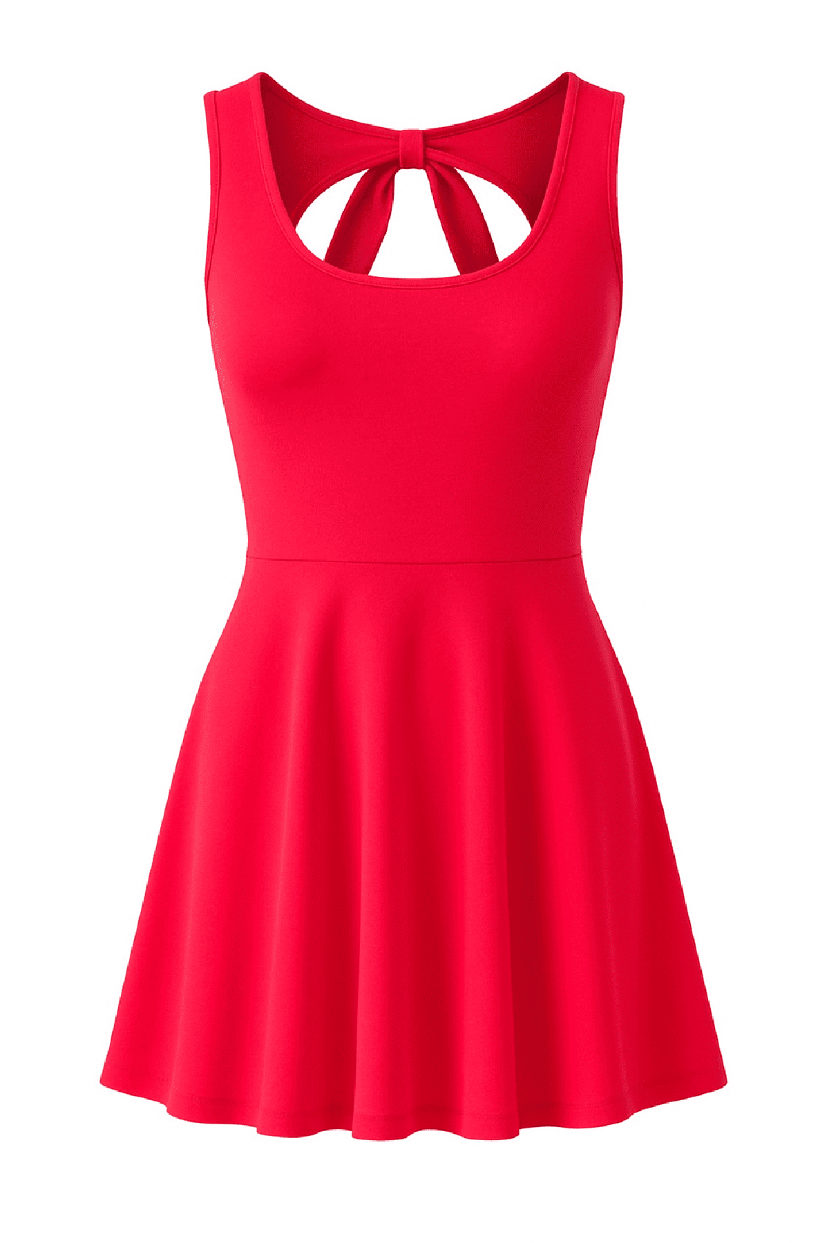 Bow Detail Skater Dress in Red