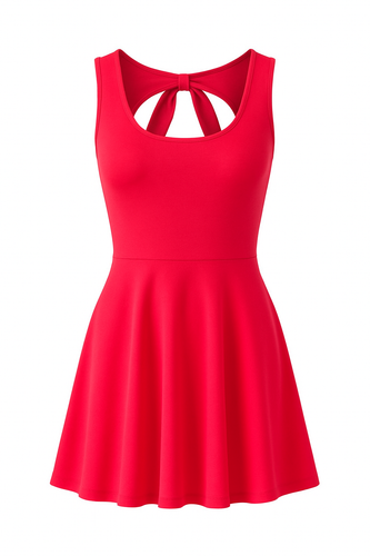 Bow Detail Skater Dress Red