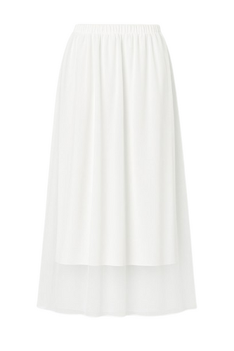 Sheer Layered Midi Skirt with Jersey Lining