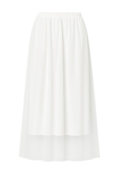 Sheer Layered Midi Skirt with Jersey Lining