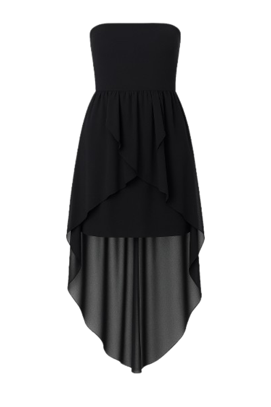 Conquista Φόρεμα Mini Βραδινό Strapless Με Βολάν Ασύμμετρο Μονόχρωμο Μαύρο Y31.078