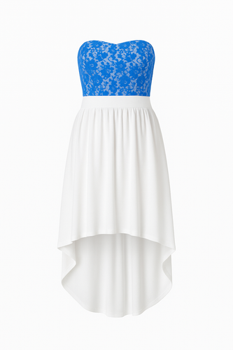 Strapless Lace Detail High Low Dress