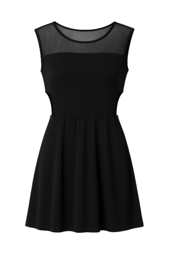 Sheer Detail Skater Dress