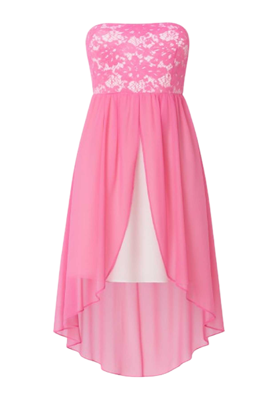Conquista Φόρεμα Mini Βραδινό Strapless Με Δαντέλα Και Τούλι Διχρωμο Φούξια Λευκό Y31-092-11