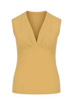 Load image into Gallery viewer, Bisuit Sleeveless V-Neck Jersey Top – Stretch Cotton-Blend Fabric