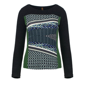 Print Detail Cashmere and Wool Blend Top