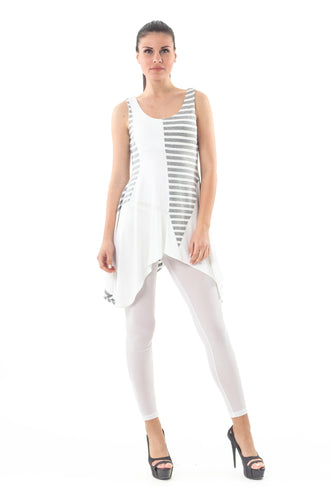 Asymmetrical Stripe Detail Tunic grey