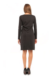 Long Sleeve Jersey Punto di Roma Fitted Dress with Seam Detail