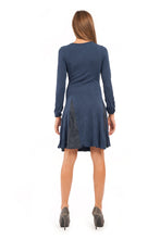 Load image into Gallery viewer, Long Sleeve A Line Jersey Dress with Creased Fabric Detail