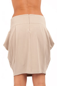 Stretch Jersey Tulip Mini Skirt with Side Pockets and Wide Waistband