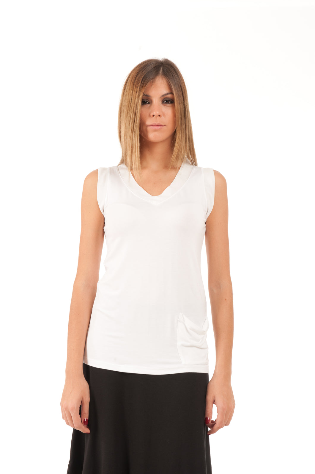 V-Neck Pocket Detail Top